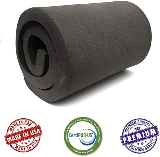 AKTRADING CO. CertiPUR-US Certified Charcoal Rubber Cushion (Seat Replacement, Foam Padding, Acoustic Upholstery Sheet ) - 1"H X 24"W X 72"L