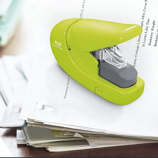 Plus PAPER CLINCH Compact Green Heavy Duty, Light, Staple Free Stapler (31251)