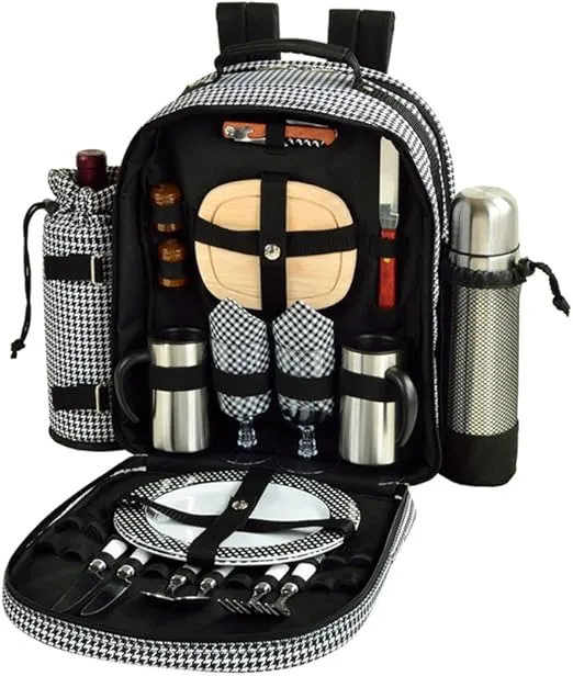 Picnic at Ascot Original Equipped 2 Person Picnic Backpack with Coffee Service, Cooler & Insulated Wine Holder - Designed & Assembled in the USA