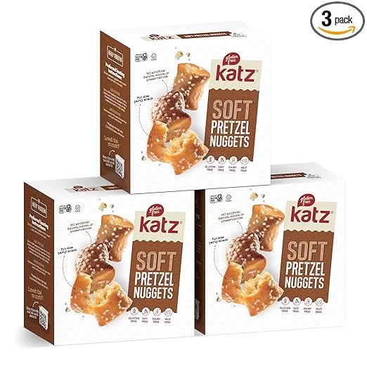 Katz Gluten Free Salted Soft Pretzel Nuggets. Gluten Free Snacks For Adults and Kids. Soy Free, Nut Free, Dairy Free, Kosher. 5.5 oz (Pack of 3)