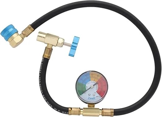 ZeroR® R1234YF Refrigerant Recharge Kit | 24" HD Can Tap Gauge | 8oz R1234YF (2 Cans)