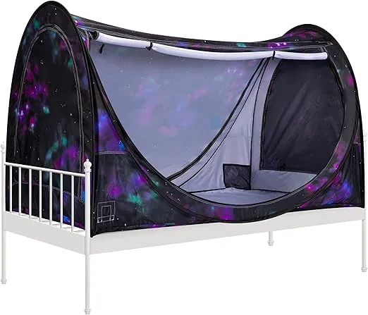 VIVOHOME Pop-Up Bed Tent Twin Size, Privacy Bed Canopy with 4 Doors and Mosquito Mesh, Breathable Sleeping Tent for Kids and Adults