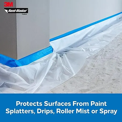 3M Hand-Masker Contractor's Plastic Film, 72" in x 90' Feet, Unfolds to Full Width, Contains Job Site Dust & Overspray, For Painting, Drywall Texturing, Wall Finishing & Floor Standing, 1 Roll (CP6)