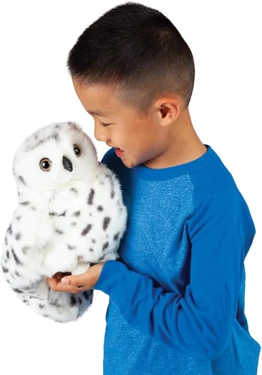 Folkmanis Snowy Owl Hand Puppet, Standard Packaging, White, Black