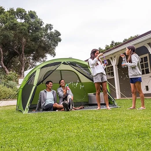 Coleman Evanston Tent with Screen Room, 6/8 Person Weatherproof Tent Sets Up in 15 Mins, Included Rainfly & Carry Bag, Made of PFAS-Free Materials