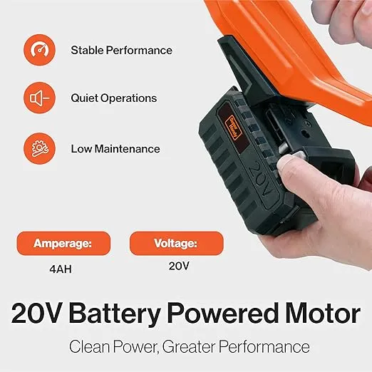 SuperHandy Snow Thrower Power Shovel 4Ah DC 20V Upgraded Design, Cordless Rechargeable, Lightweight 10" in. Width 5" in. Depth, 25' ft Throwing Distance, 300 lbs per Min