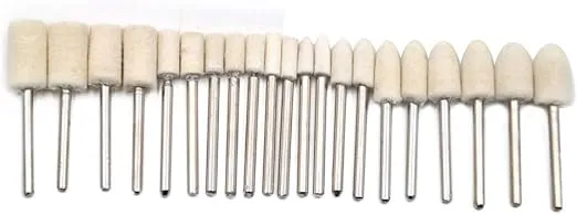 Oudtinx 100pcs Multifunctional Wool Felt Mandrel Mounted Grinding Polishing Accessories Attachment Set - Comepatible with Dremel-1/8 Inch Shank