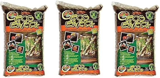 Zoo Med Eco Earth Loose Coconut Fiber Substrate, Pack of 3, 8 Quart
