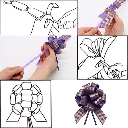 JOYIN 24 Present Wrap Ribbon Pull Bows 5", Easy and Fast Gift Wrapping Accessory for Christmas Bows Baskets Wine Bottles Gifts Decoration, Gift Wrapping, Present Decor