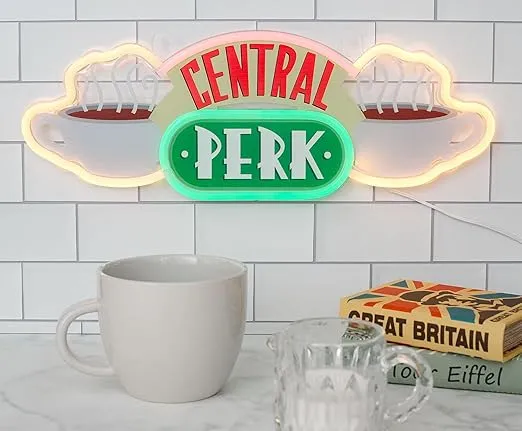 Friends TV Show Central Perk Coffee Shop 16-Inch Neon Light Sign Replica | Official Home Decor Collectible | Hanging LED Wall Light, Trendy Room Essentials