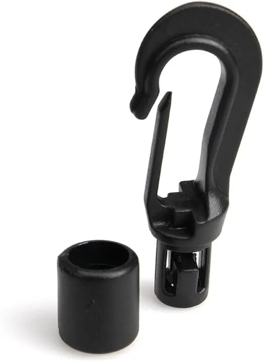 Paracord Planet Bungee Cord End Hooks – Fits 1/8" Shock Cord and Resistance Bands – Black (10 Pack)