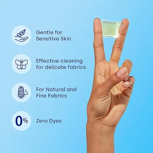 Dropps Sensitive Skin Laundry Detergent Pods, Crisp Breeze (64 Pods) - Dermatologist Tested Laundry Pods - HE Compatible Laundry Supplies for Clean Clothes, Vegan & Dye-Free