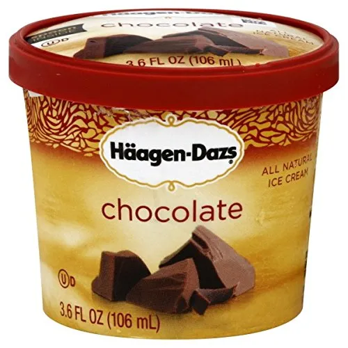 Haagen Dazs, Chocolate Ice Cream, 3.6 Oz. Cup, (12 Count)
