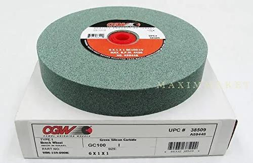 6X1X1(Telescopic Bushing for 3/4", 5/8", 1/2" Arbor) Green Silicon Carbide Bench/Pedestal Grinding Wheel (100-I)