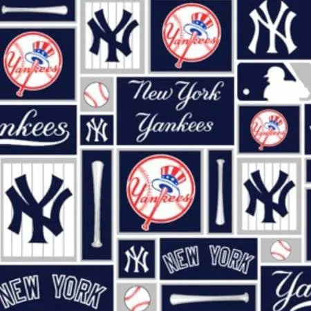 New York Yankees Cotton Fabric - MLB Team Logo Cotton Fabric by The Yard, Fat Quarter, Half Yard, 1 Yard, 2 Yard Cuts