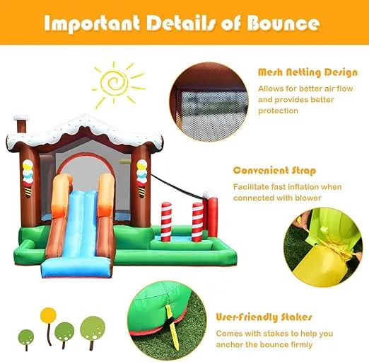 BOUNTECH Inflatable Bounce House, Bouncy House for Toddler Kids 5-12 Ages Indoor Outdoor Party Family Fun w/Climbing, Large Ball Pit, Basketball Rim, Blow up Jumping Castle for Birthday Party Gifts