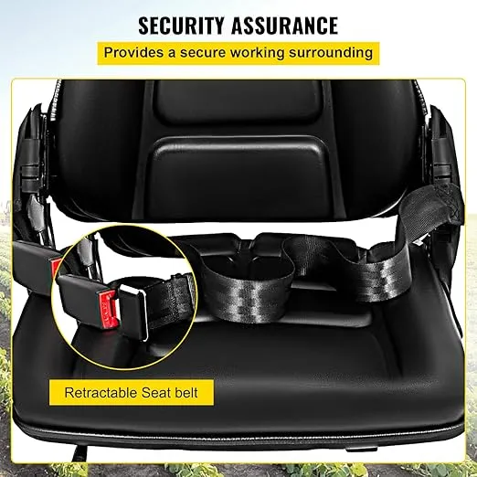 Bestauto Universal Adjustable Forklift Seat with Safety Belt, Full Suspension Seat Replacement for Heavy Mechanical Seat
