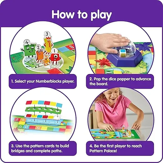 hand2mind Numberblocks Race to Pattern Palace! Board Game, Math Toys for Kids 3-5, Number Toys, Toddler Board Games, Kindergarten Learning Games, Preschool Educational Toys, Birthday Gifts for Kids