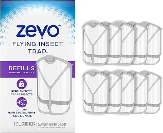Zevo Flying Insect Refills for Indoor Light Trap: 10 Light Trap Refill Cartridges Capture Fruit Flies, Gnats and Houseflies (10 Cartridges)