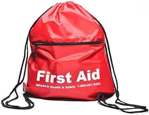MFASCO Empty First Aid Kit Backpack - Extra Zip Pocket for Quick & Easy Access, Ideal for Travel, Dorms, Cruises, Home or Various Excursions, Compact and Durable, With Drawstring Design, Lightweight