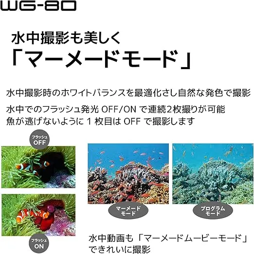 Ricoh WG-80 Black Waterproof Digital Camera Shockproof Freezeproof Crushproof (International Version)