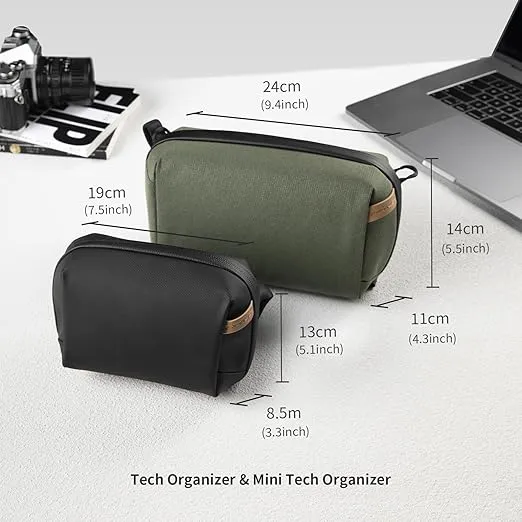PGYTECH Travel Tech Organizer, Waterproof Tech Pouch, Electronics Accessories Organizer Travel Carrying Case, Cable Organizer Bag for Cables, Cord, Phone Batteries, Charger,Photography SD Card, Black