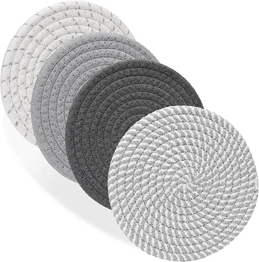 Billbotk 7" Trivets for Hot Dishes, Hot pots and Pans, 4 Heat Resistant Hot Pads, Pot Holders for Kitchen, Hot Plate Mats for Kitchen Countertops, Table, Home Essentials, Farmhouse Decor
