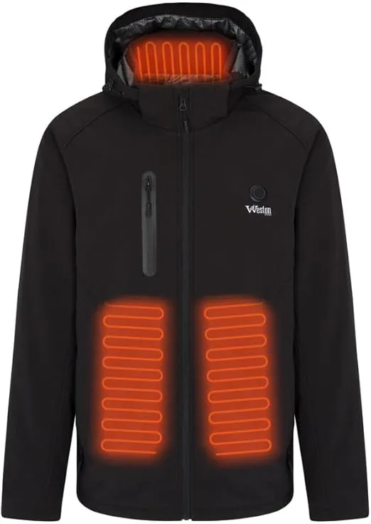 WESTON Heated Coat for Men with Battery - Adjustable, Rechargeable Electric Heated Jacket - Men’s Heated Coat, Hoodie (Black)