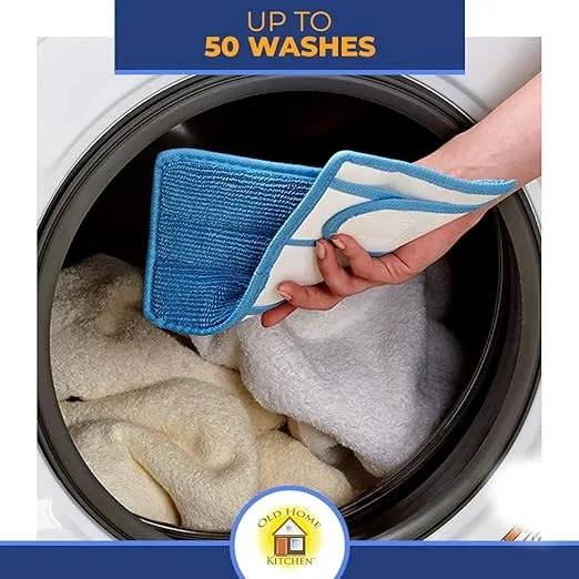 Reusable Microfiber Mop Pads | Durable Machine Washable Refill Pads | Swiffer Compatible Dry Mop Pads | Mop Pads Reusable | Flat Mop Pad | Reusable Floor Mop Pad | Dry Mops For Floor Cleaning - 2 Pack