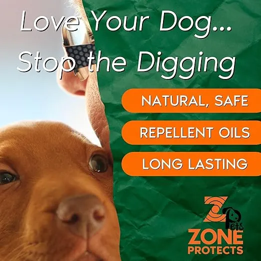 Zone Protects No Holes Digging Dog Prevention; Stop Dogs from Digging; Natural Repellent Oils; Long Lasting; 32oz Spray Covers 500 sq.ft.