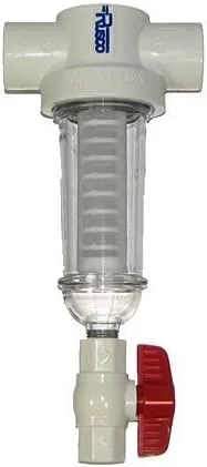 Rusco/Vu-Flow 1" 100 Mesh PVC Spin Down Sediment T-Style Water Filter