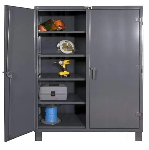 Durham Extra Heavy Duty Welded 12 Gauge Steel Lockable Double Shift Storage Cabinet, HDDS246078-8S95, 1600 lbs Shelf Capacity, 24" Length x 60" Width x 78" Height, 8 Shelves