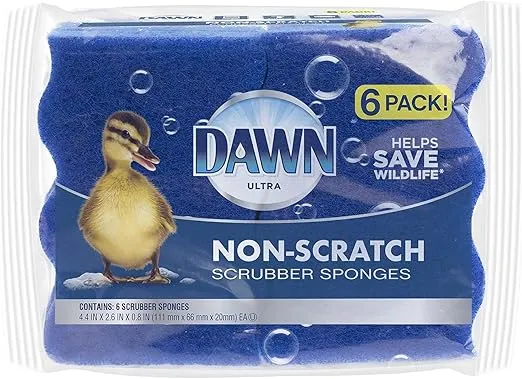 Dawn Non-Scratch Kitchen Dish Sponges, Blue (Pack of 6)