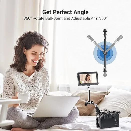 SMALLRIG Articulating Rosette Arm Max 11'' Long with Cold Shoe Mount & Standard 1/4"-20 Threaded Screw Adapter - 1498