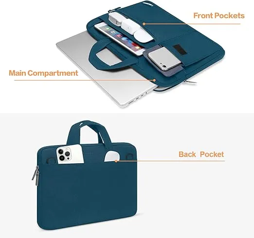 MOSISO Laptop Shoulder Bag Compatible with MacBook Pro 16 inch 2023-2019 M3 A2991 M2 A2780 M1 A2485 A2141/Pro 15 A1398,15-15.6 inch Notebook,Polyester Flapover Briefcase Sleeve Case, Deep Teal
