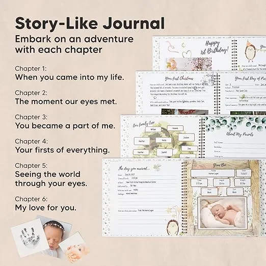 First 5 Years Baby Memory Book Girl, Boy - 90 Pages Hardcover First Year Baby Book Keepsake, Baby Milestone Book for New Parents, Baby Scrapbook, Baby Album and Memory Book Journal (WonderLand)