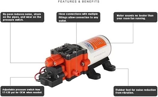 SEAFLO 12V 22-Series Water Pump - 1.3 GPM - 100 PSI - On-Demand Diaphragm Pump for Marine, RV, Agriculture, and Off-Grid Applications