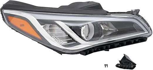 Compatible with 2015 2016 2017Hyundai Sonata Headlights Headlamps Assembly Pair Set, Driver Passenger Side Halogen Projector Head Lights Lamps Replacement Clear Lens