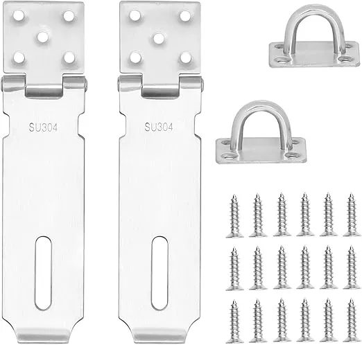 2 Pack Padlock Hasp Door Locks Hasp Latch,5 inch Heavy Duty 304 Stainless Steel Security Hasps for Padlock, 2 mm Extra Thick Door Gate Bolt Lock with 18 Mounting Screws