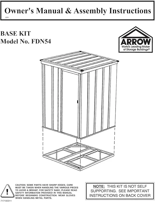 Arrow FDN54 Storage Shed with Floor Base Kit for 5'x4' Arrow sheds