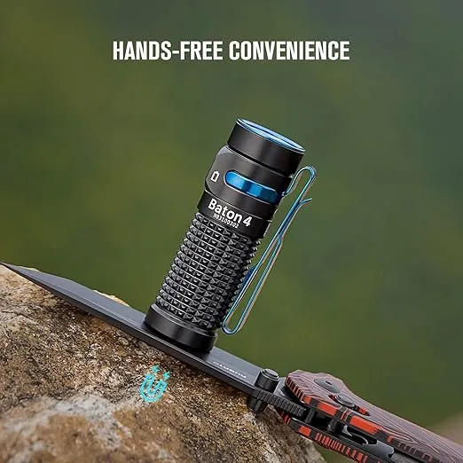 OLIGHT Baton4 Premium Edition EDC Flashlights 1300 Lumens with Type-C Charging Box, Powered by Rechargeable Battery, Small Bright Flashlight IPX8 Waterproof for Camping, Emergencies, Outdoors (Black)