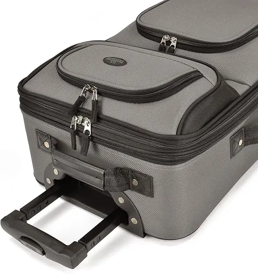 U.S. Traveler Lightweight Softside Suitcase, Rolling 20" Carry On Luggage, Grey, Single