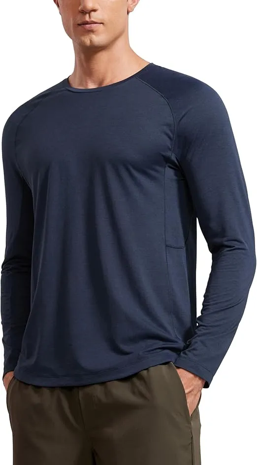 CRZ YOGA Lightweight Long Sleeve Shirts for Men Moisture Wicking Quick Dry Shirt Workout Running Basic Tee Tops