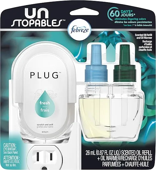 Febreze Unstopables Fresh Pluggable Scented Oil Refill with Warmer Air Freshener (1 Count, 0.87 Oz)