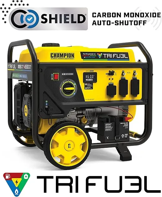 Champion Power Equipment 8125-Watt Electric Start Tri-Fuel Portable Generator with CO Shield