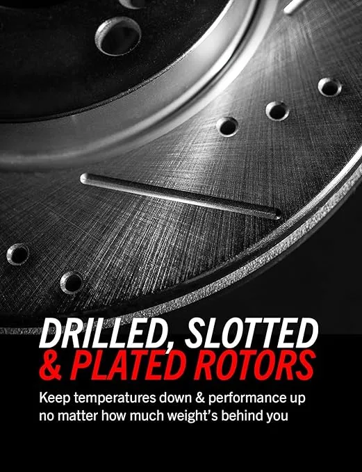 Power Stop K7874-36 Rear Z36 Truck & Tow Brake Kit, Carbon Fiber Ceramic Brake Pads and Drilled/Slotted Brake Rotors For Nissan TITAN 2017-2022 [Model Specific]