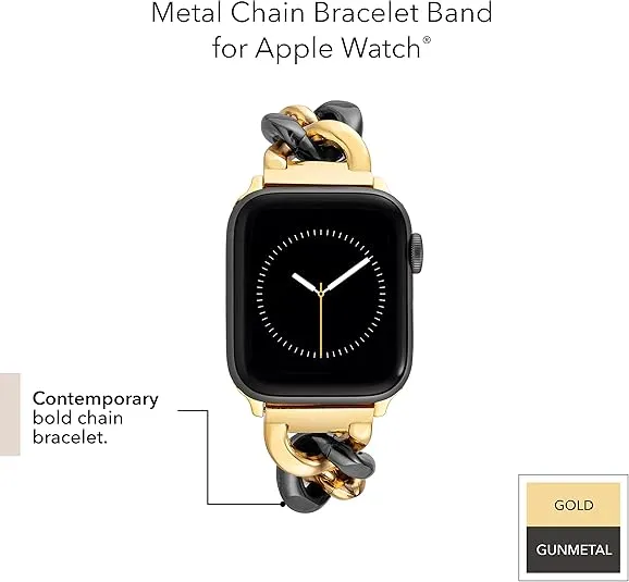 Anne Klein Fashion Chain Bracelet for Apple Watch, Secure, Adjustable, Apple Watch Replacement Band, Fits Most Wrists