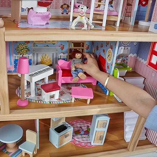 KidKraft Chelsea Doll Cottage Wooden Dollhouse with 16 Accessories, Working Shutters, for 5-Inch Dolls