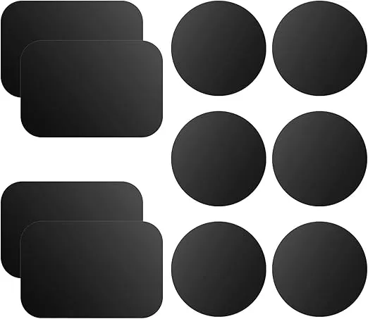 OWLKELA Mount Metal Plate for Phone Magnet Car Mount Holder Cradle with Adhesive, Universal Replacement Sticker Compatible with Magnetic Mounts - 10 Pack Black (4 Rectangle and 6 Round)