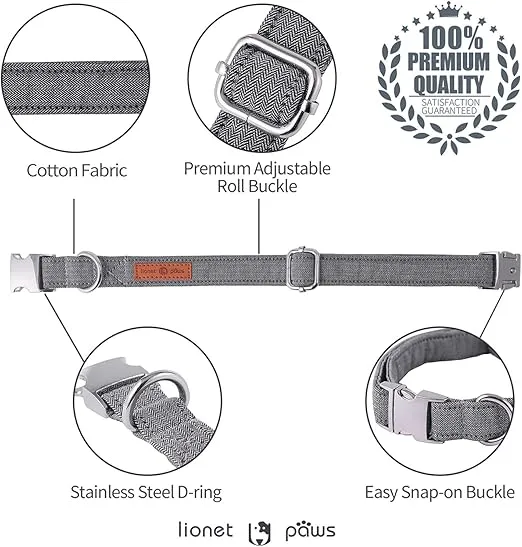 Lionet Paws Dog Collar with Bowtie, Durable Adjustable and Comfortable Collar for Small Dogs Puppies and Cats, Neck 10-16in